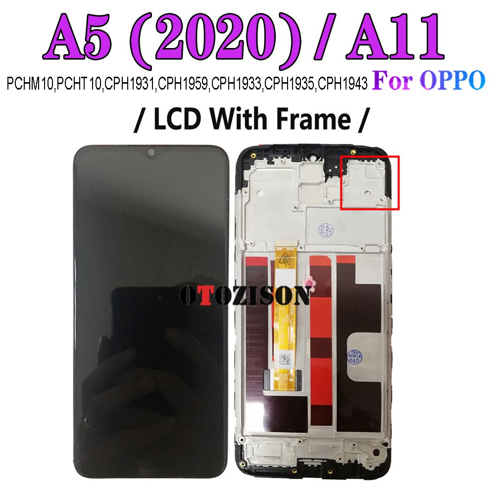 A11X LCD With Frame For OPPO A31 A5 A9 Display A8 A11 LCD Screen Touch Digitizer CPH1931 CPH1937 CPH1941 PDBM00 6.5": With Frame A5 l A11