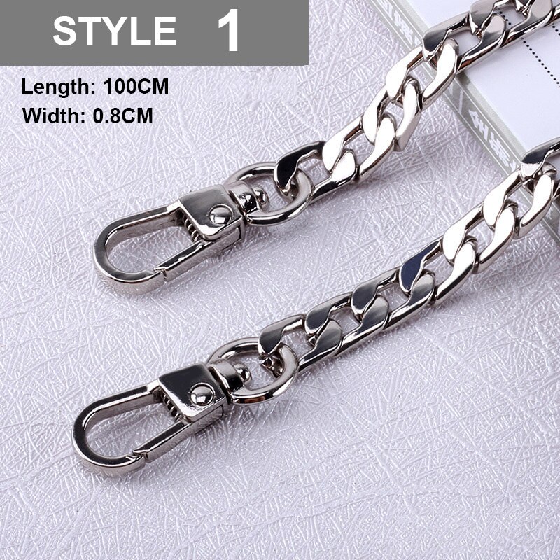 Correa de Metal para bolso de mujer, cadena de acero inoxidable para bolso cruzado, accesorios de hombro desmontables, 100cm: Silver1
