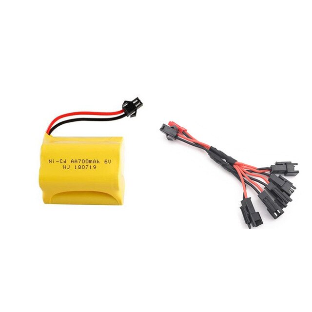 6V 700mAh NiCD Battery and USB Charger Set For RC Cars Robots Tanks Truck Gun Boats 6v Aa Battery Pack SM Plug: Gold