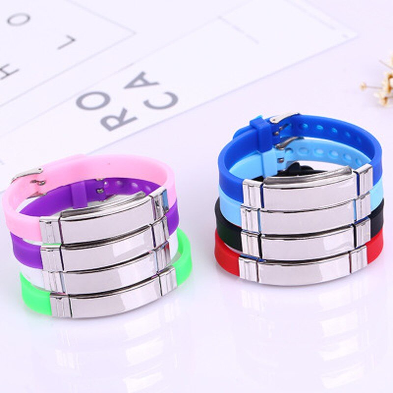 1 Uds. Personaliza las pulseras de identificación del bebé de los niños del acero inoxidable del timón del silicón suave