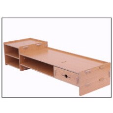 A, Monitor stand Monitor lift Desktop organizer Care neck Work space organizer Keyboard shelf with drawer: wood color