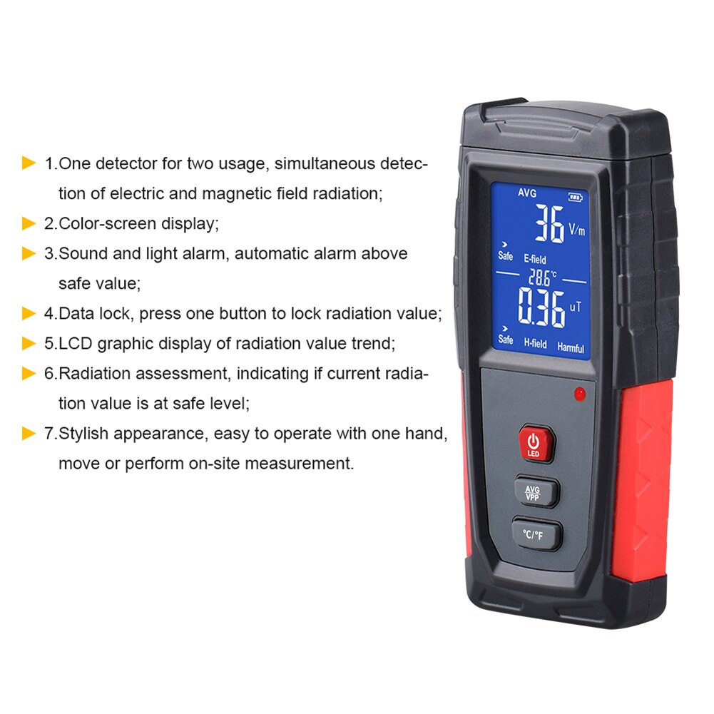 Measurement Tools Rechargeable Electromagnetic Field Radiation Handheld Detector Emf Meter Counter Emission Dosimeter Computer