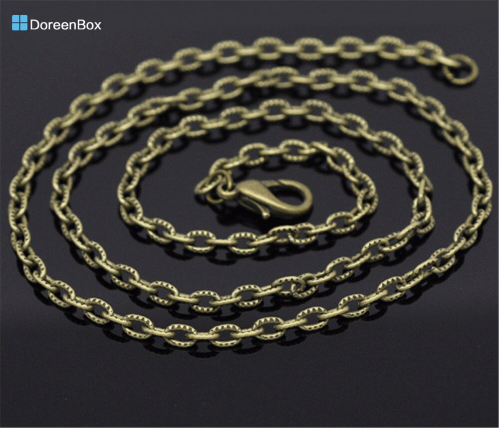 Doreen Box - 12 Bronze Tone Textured Chain Necklace 0.8mm thick 24" (B14114)