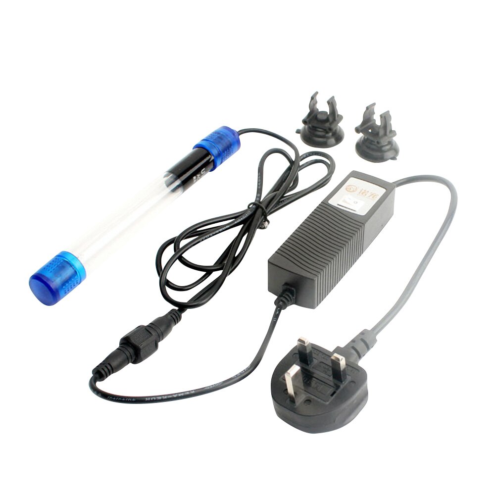 Aquarium Submersible Aquarium UV lampe germicide Quartz verre sous-marin purificateur temps stérilisateur ue/US/royaume-uni Plug animal de compagnie Supplie: Four core 7W UK Plug