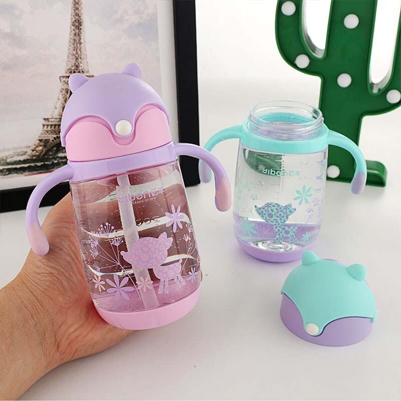 260ml träningsflaskor barn småbarn baby hälsosam nappflaska säkert dricksvatten sugrör sippy härlig baby vatten mjölk kopp