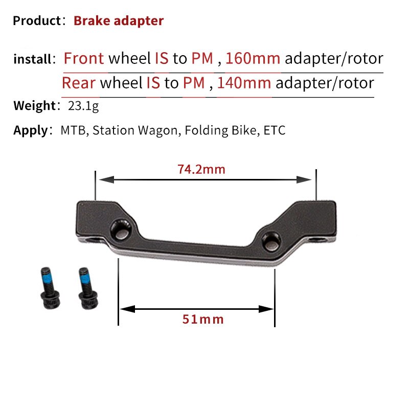 NUTT – adaptateur de frein à disque 140/160/180/203mm, pour montage sur Rotor PM, vis de conversion avant/arrière en alliage pour vtt et vélo: F160mm-R140  B pillr