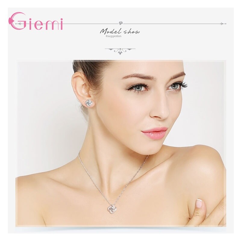 Bridal Wedding Jewelry Set 925 Silver Endless Love Necklace Earrings Rings For Women Engagement Anelli Trendy Jewellery