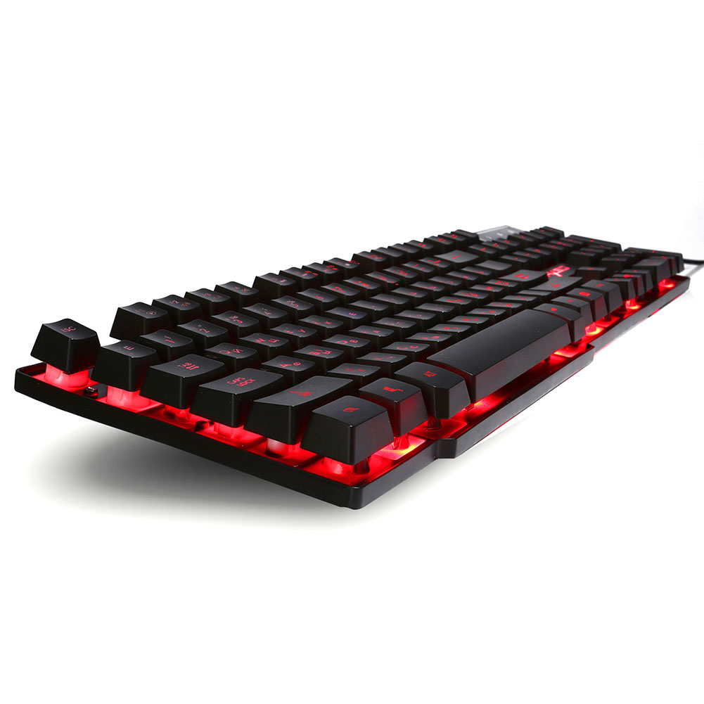 Waterproof Adjustable Brightness Mechanical Feeling Cool ABS English Russian With Backlit Gaming Keyboard 104 Keys Home USB Port