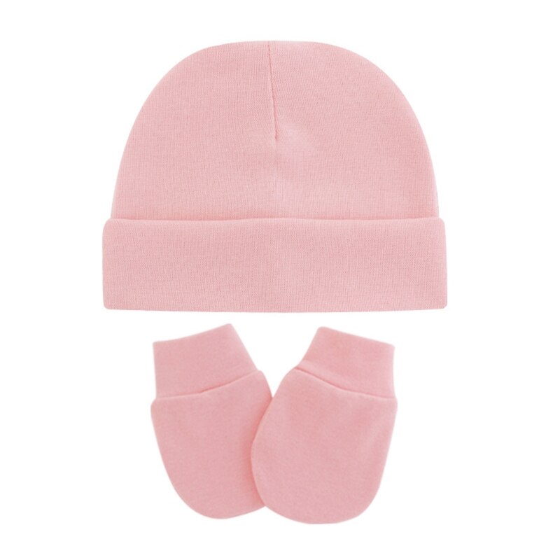 Unisex Baby Infants Anti Scratching Cotton Gloves+Hat Set Newborn Mittens Warm Cap Kit Cute: PK