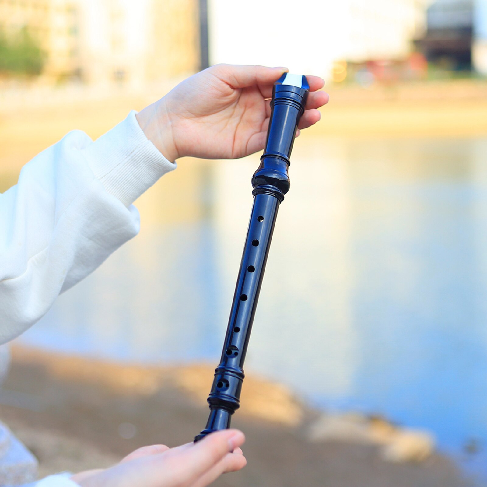 ABS 8 Hole Soprano Recorder Descant Instrument w/ Cleaning Rod