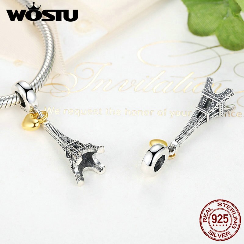 100% 925 Sterling Silver Eiffel Tower Big Ben Charm Beads Pendant Fit Original Bracelet Authentic S925 Fine Jewelry
