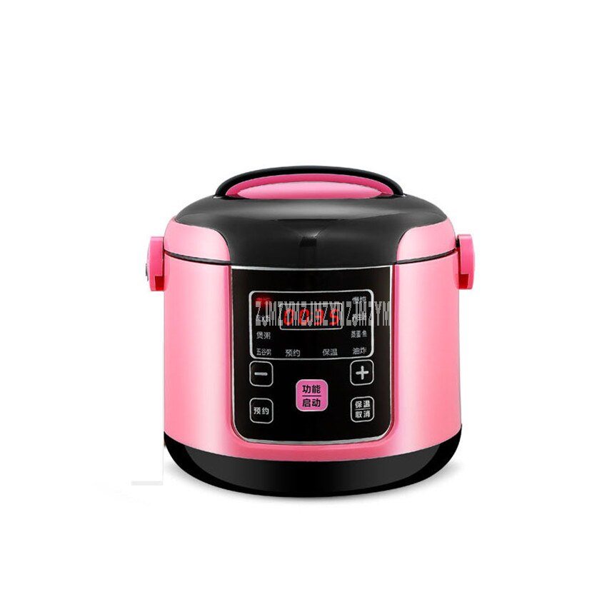 2L Mini Intelligent Electric Rice Cooker Non-stick Inner Tank 2-4 Person Household Soup Congee Rice Cooking Machine 220V Y-MFB6: Pink