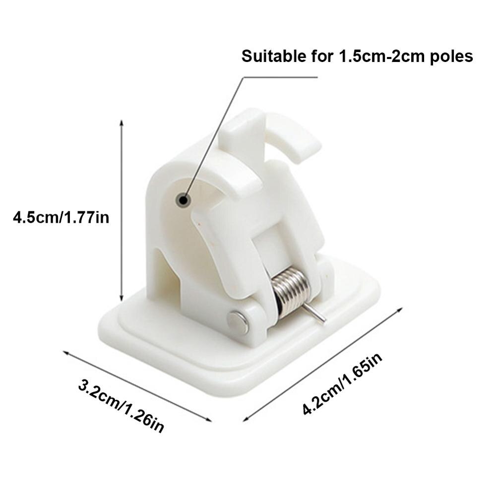 2Pcs White Self Adhesive Hanging Rod Clip Wall Curtain Hanging Rod Clamp Hooks Shower Curtain Rod Fixed Clip Hanging Rack Hook