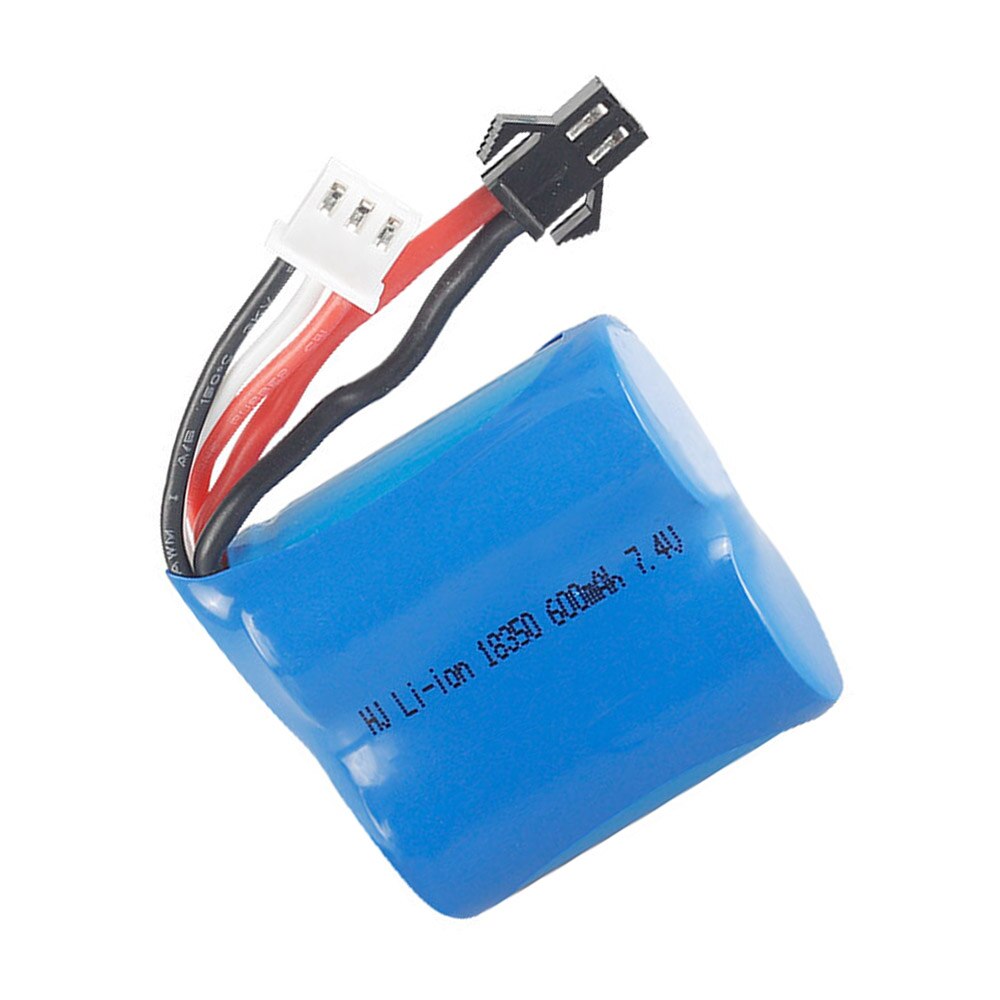 Batterie Li-ion 7.4V, 600mAh, 18350 pour télécommande à grande vitesse, pour bateaux, 7.4V, prise SM/JST/EL-2P