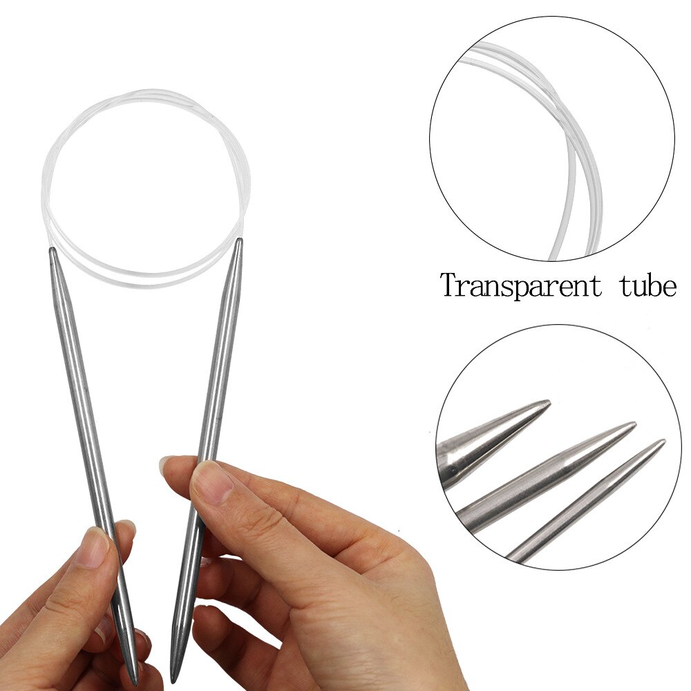 4mm 6mm 10mm Circular Knitting Crochet Needles Set Stainless Steel Wire Ring Knitting Crochet Needle For Yarn Gloves Hats Weave