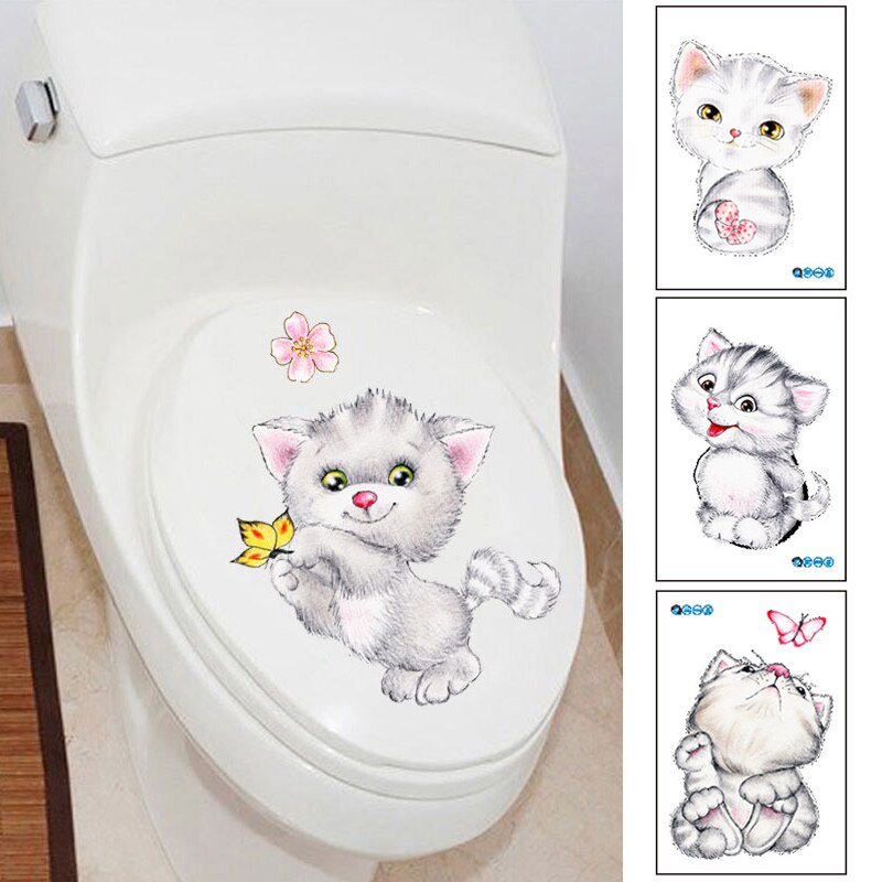 Kat Levendige 3D Vernield Schakelaar Muursticker Badkamer Wc Kicthen Decoratieve Decals Grappige Dieren Decor Poster Pvc Muurschilderingen