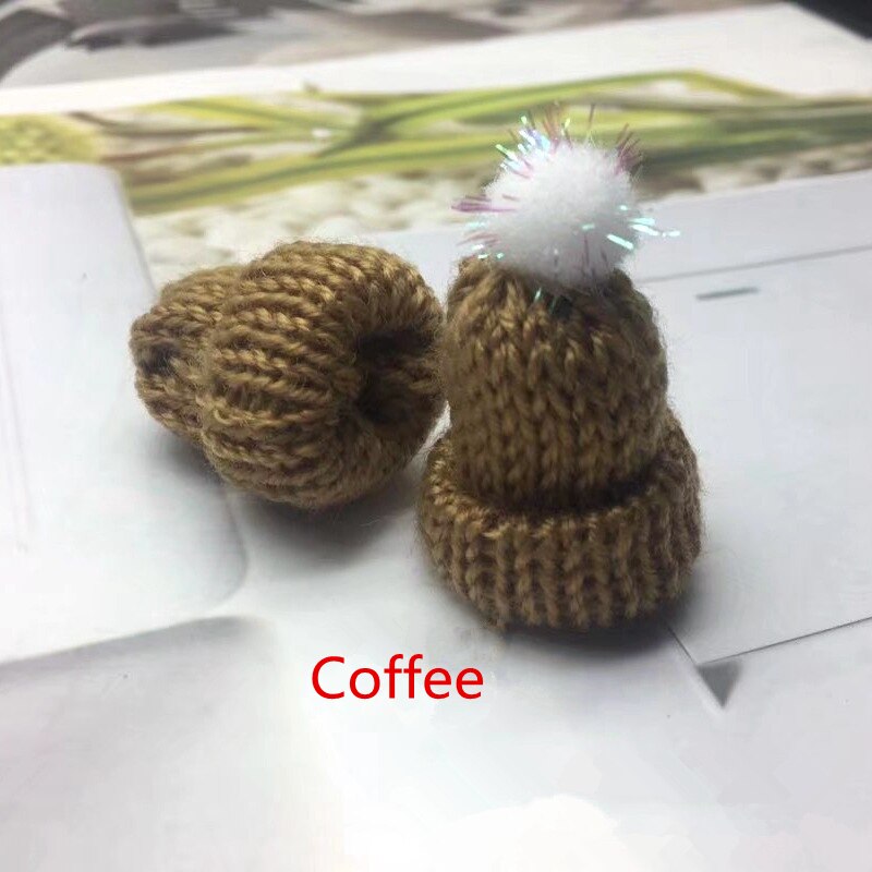 10pc maomao ballen mini breien muts diy pop decoratieve benodigdheden telefoonhoesje tas kledingstuk kunst knutselmateriaal kinderen haar ornament: Koffie