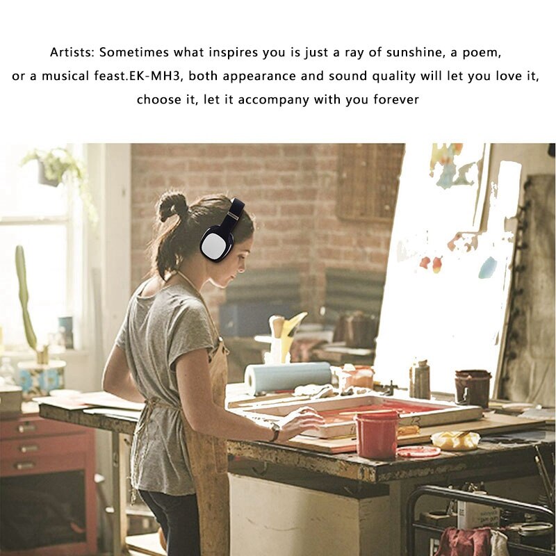 Auriculares EK-MH3 con micrófono incorporado, Bluetooth 5,0, tarjeta enchufable, plegables para escuchar música