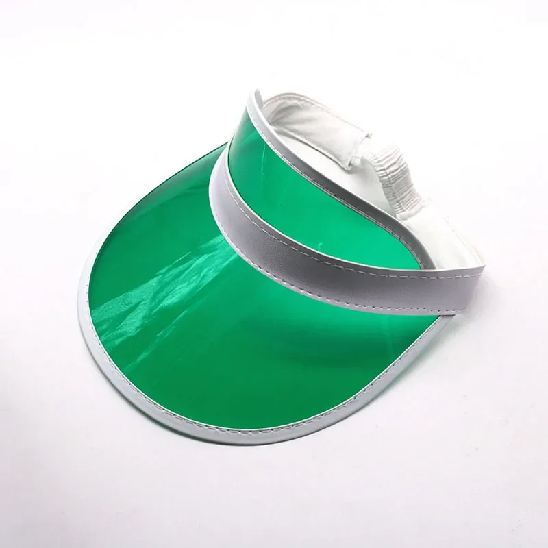 Outdoor Casual Green Color Transparent Anit-uv Plastic Face Sun Shield Hats Sun Visor Hats Golf Cap Rain Hat: green