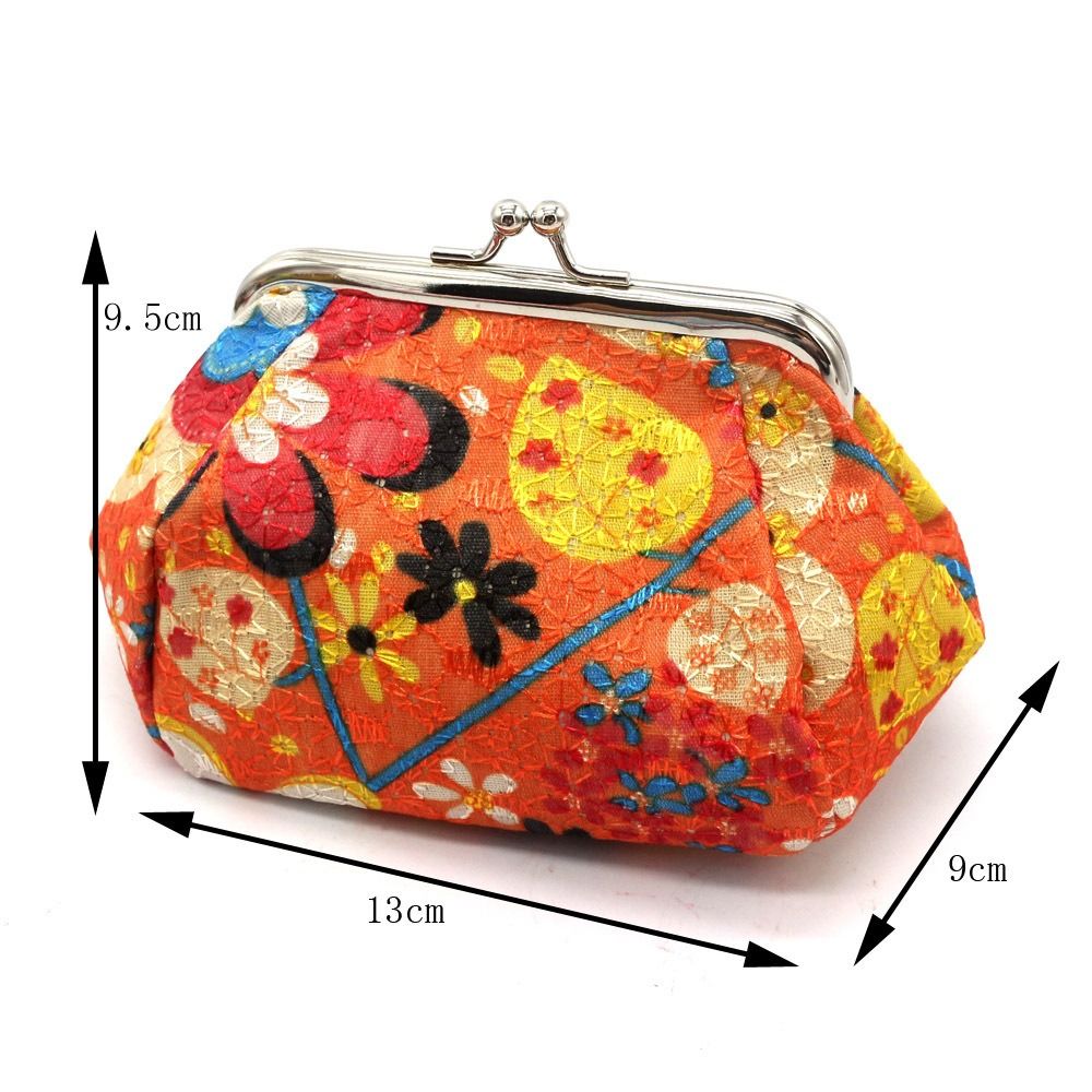 Floral Pattern Coin Purse Portable Metal Hasp Headset Storage Bag Phone Bag Polyester Clutch Wallet Woman