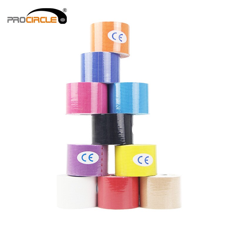Procircle 6 stks/doos 5cm x 5m Rolls Kinesiologie Tape Waterdicht Cutton Sport Spier Tapes-Willekeurige kleur
