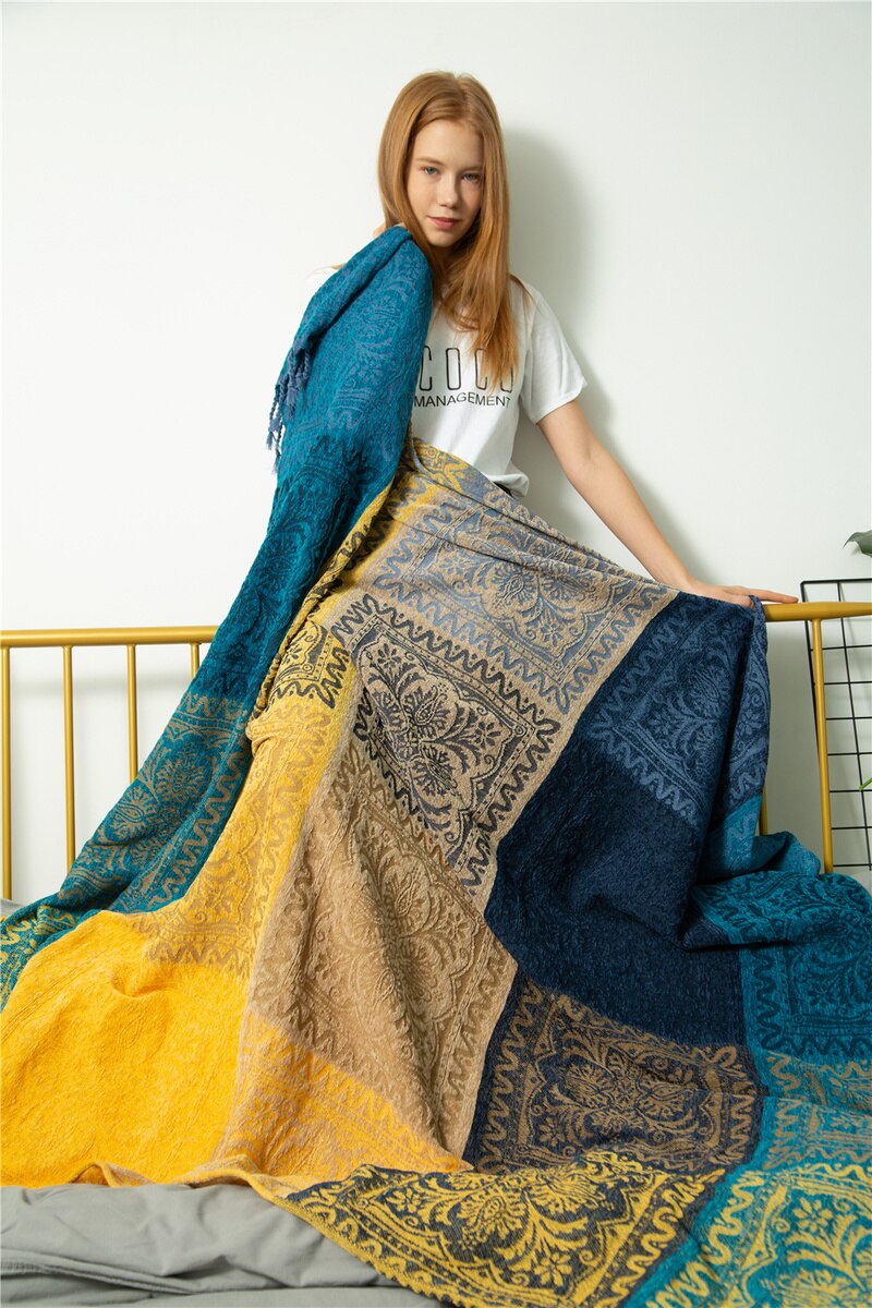 Nepalese bankhoes, fluwelen dekenhoes, handdoek, beddeken, erkermathoes, handdoek, casual hoes, stoffen dekens en plaids