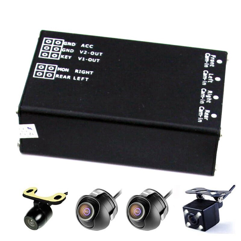 Auto Meerdere Camera 'S Afbeelding Switch Control Box 2/4 Camera voor voor/Achter/Links/Rechts View Parking Camera systeem Video ondersteuning DVR