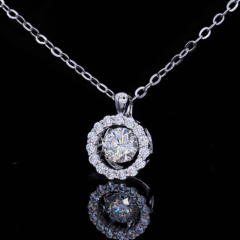 Smyoue Fl D Kleur 0.5ct Vlekkeloze Moissanite Hanger Voor Vrouwen 18K White Gold Plated 925 Zilveren Gesimuleerde Diamond Ketting