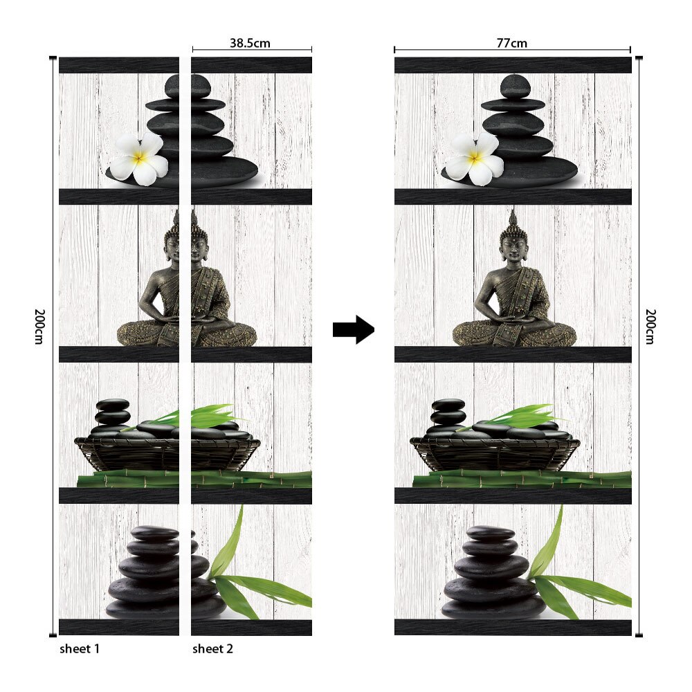 3D Buddha Relics Art Door Sticker DIY Home Decor Decals Self Adhesive Wallpaper Waterproof Mural For Bedroom On Door Renovation