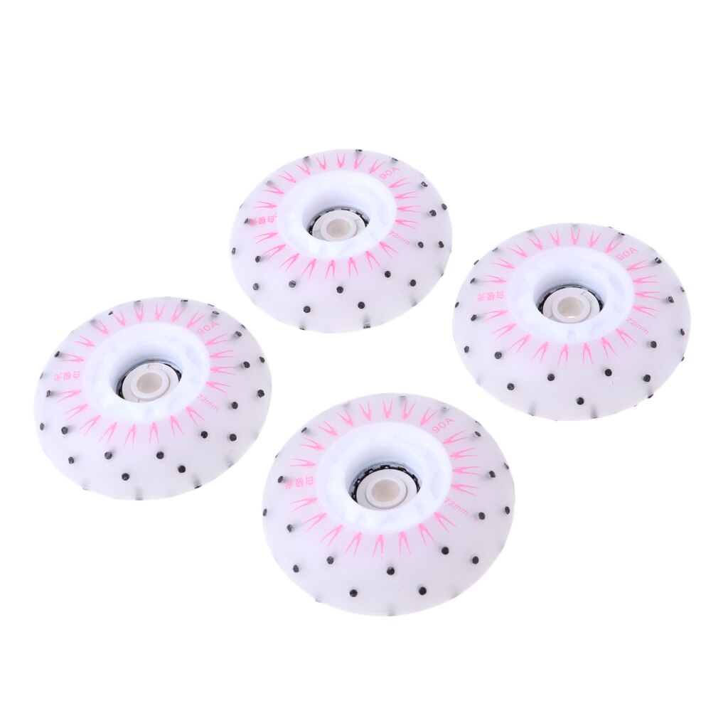 4 pièces multicolore patins à roulettes roues léger remplacement accessoire de patinage résistant à l'usure rouleau clignotant: Pink 72mm