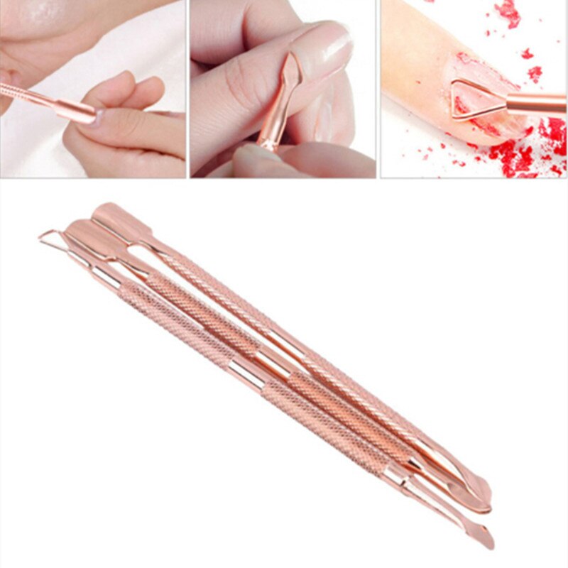 Diy Nail Art Gereedschap Kit 3 Stks/set Rose Gold Nail Cuticle Pusher Clipper Scissor Nipper Tweezer Picker Rvs Manicure