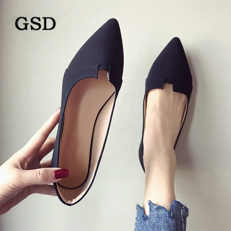 newest pink women flats Solid Flock Pointed toe flat shoes woman casual shoes women boat shoes zapatos de mujer