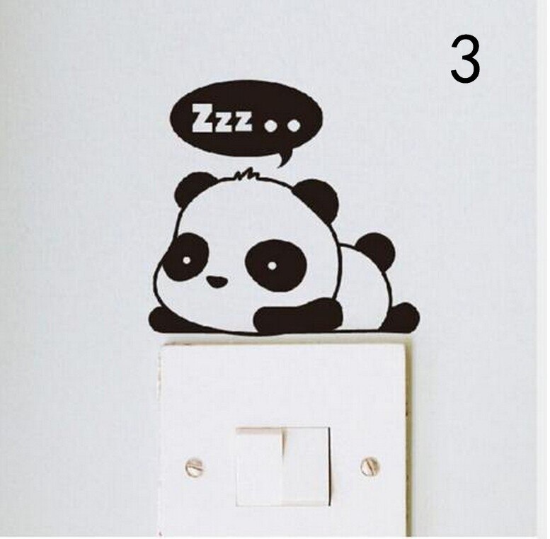 Cute Cartoon Animals Wall Switch Stickers Wallpaper Vinyl Decor Wallpaper: Zzz Panda3