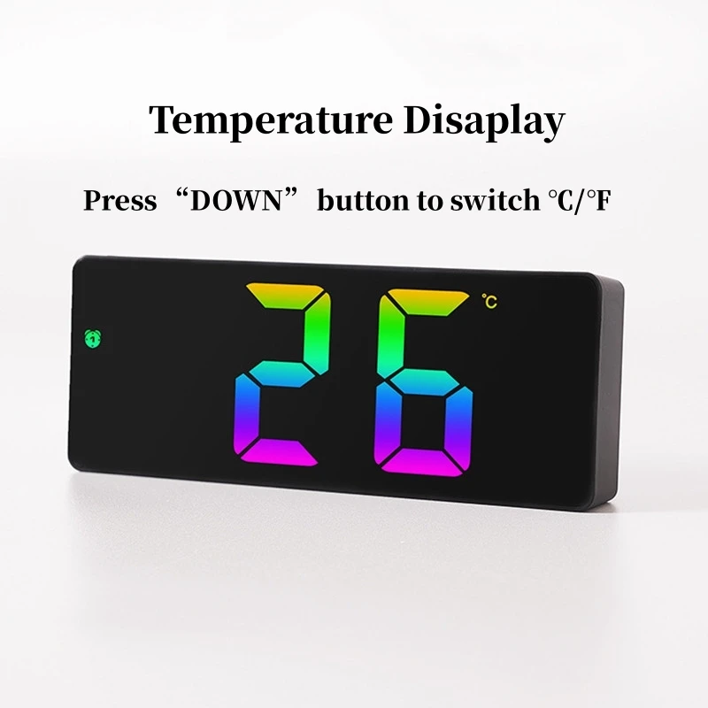 Reloj despertador Digital a Color con Control de voz, indicador de fecha y temperatura, modo nocturno, reloj de mesa con repetición, función antidisturbios, reloj LED de 12/24H
