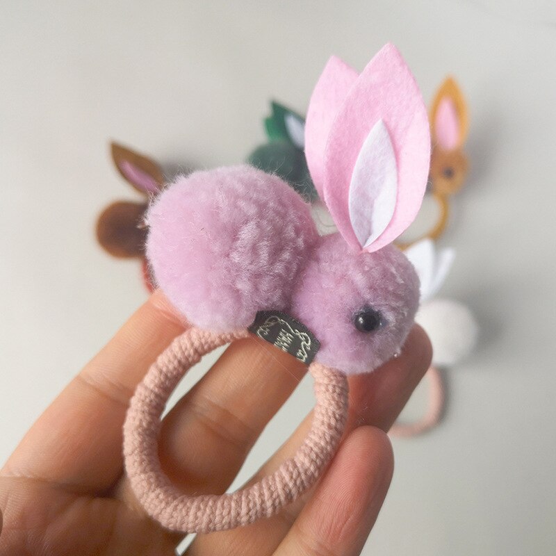 Cute animal hair ball rabbit hair ring female rubber band elastic hair bands Korean headwear children hair Accessories ornaments