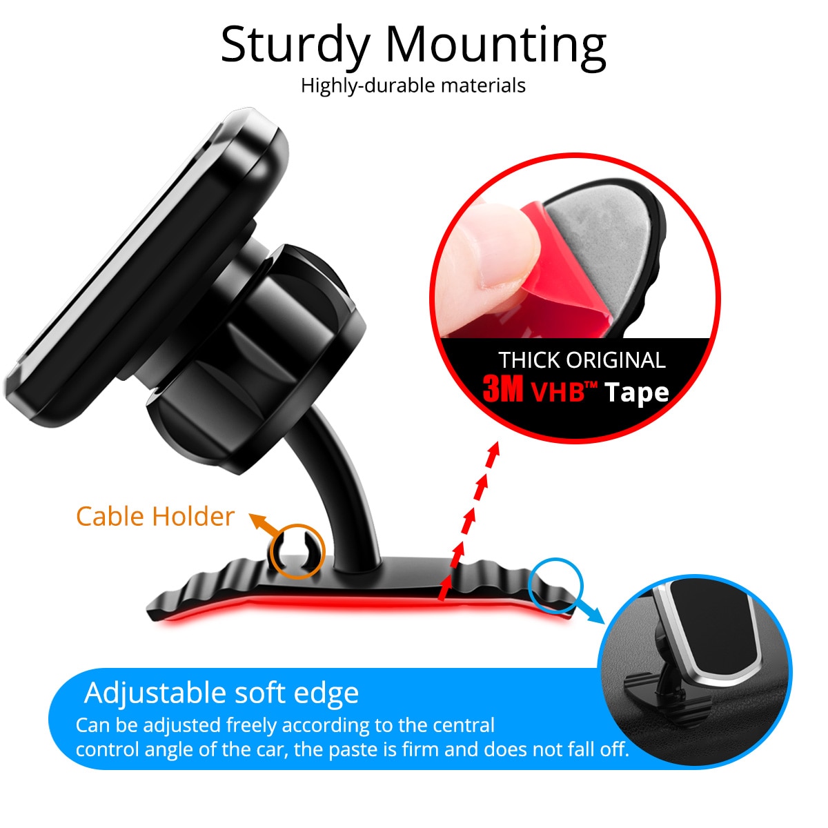 FONKEN All Terrain Magnetische Auto Telefoon Houder Voor Telefoon Buigen Sticker Base Stand Universele Bureau 360 Magneet Mobiele Beugel