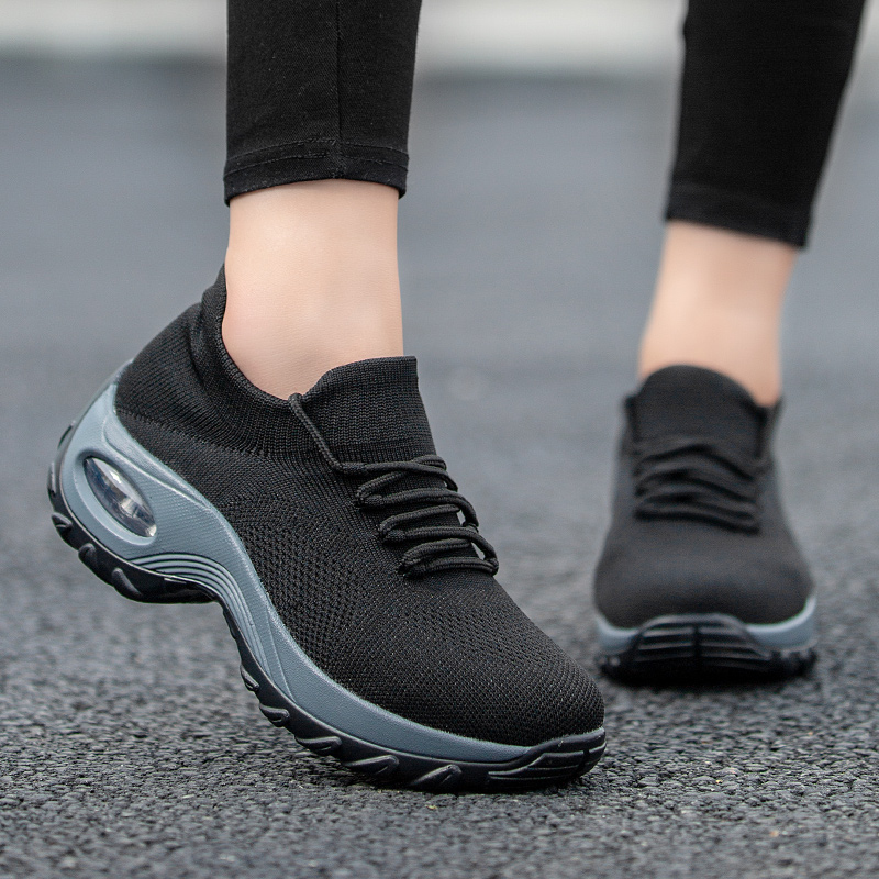 Spring Autumn Women Cushion Sneakers Shoes Sports Running Platform Sneakers for Women Yellow breathable Mesh Socks Boots 42