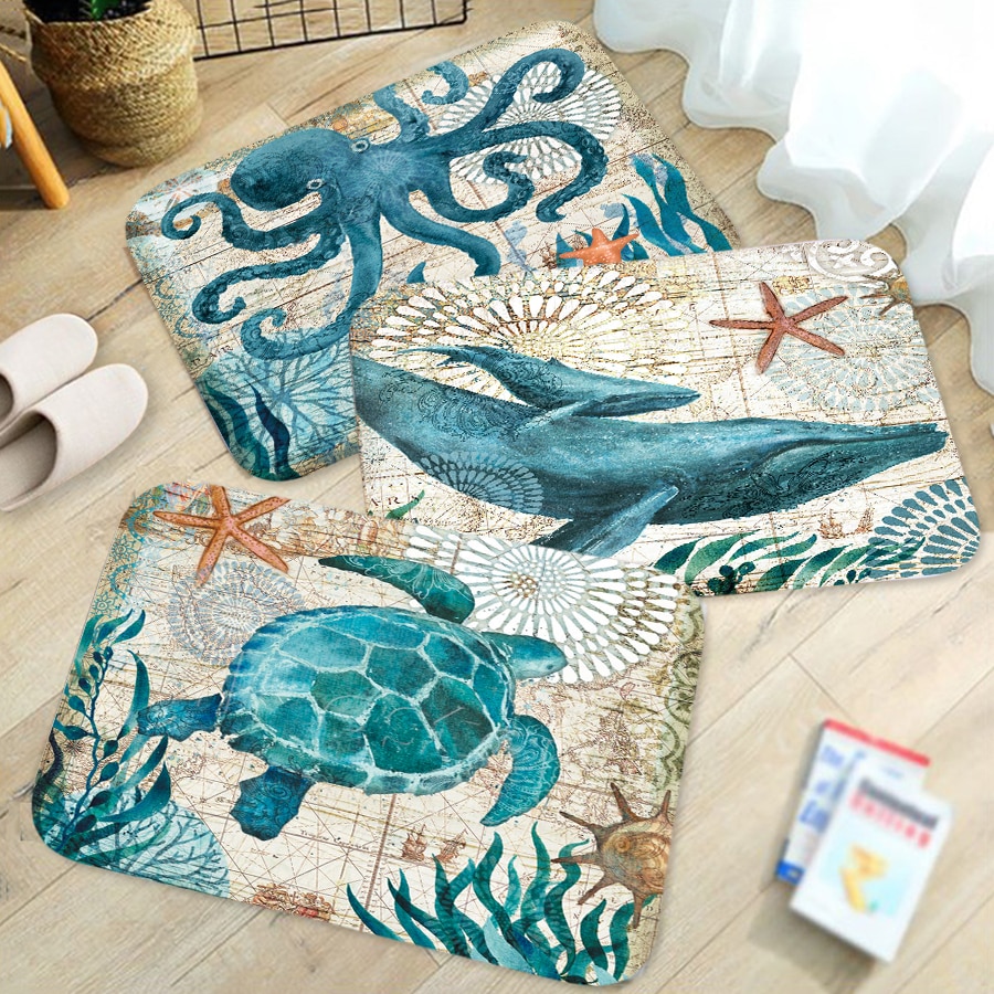 Styl marynistyczny wycieraczka robić butów dywan na podłogę robić salonu wzór żółwiem morskim koral polarny dywan antypoślizgowa wycieraczka Dom dekoracje