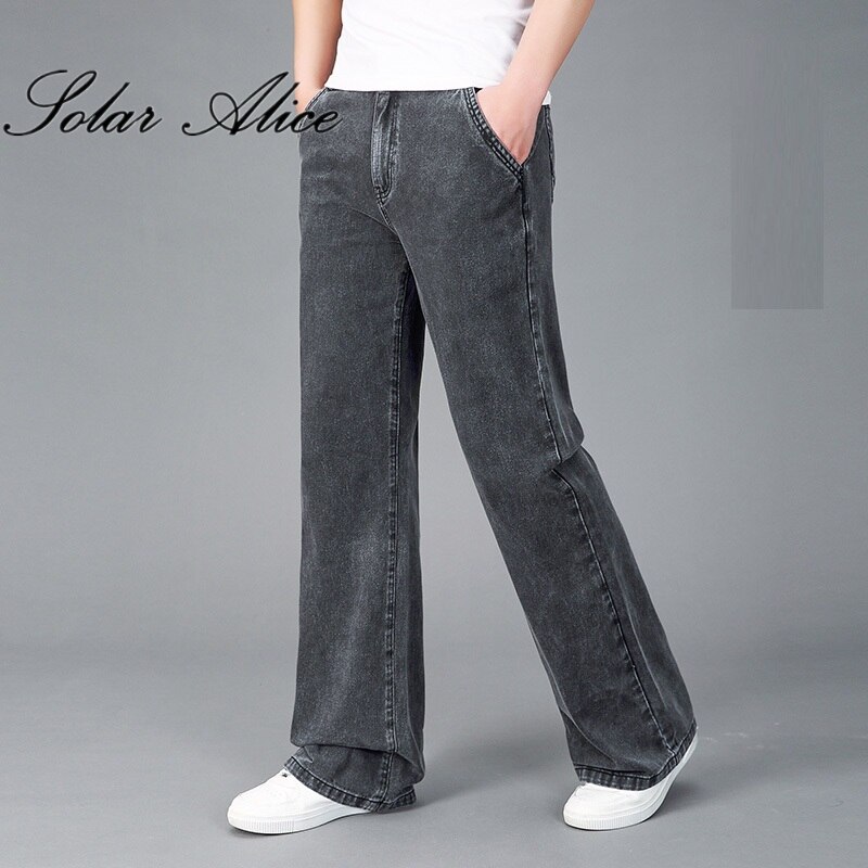 Pantalones vaqueros de pierna ancha para hombre, Jeans grises de , informales de negocios, talla grande, ,
