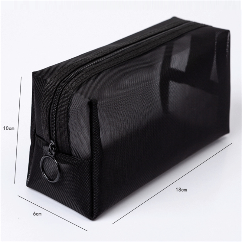 Bolsa de cosméticos VOGVIGO de viaje para mujer, bolsa de almacenamiento de maquillaje carcasa organizador de malla transparente negra informal, bolsas de aseo, limpieza y belleza: M