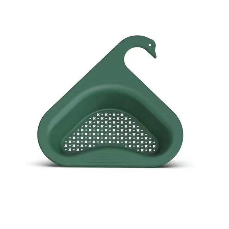 Fregadero Swan-cesta de drenaje sin perforaciones para el hogar, estante de filtro de agua de plástico Triangular, multifuncional, para lavado de verduras y piscina: Green