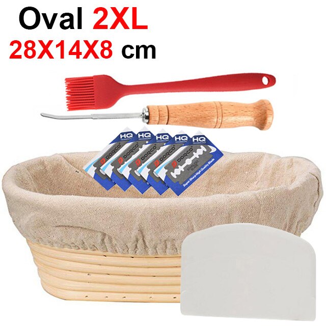 UPORS Natural Bread Proofing Basket Rattan Oval Wicker Sourdough Dough Fermentation Banneton Bread Basket: Oval 28X14X8