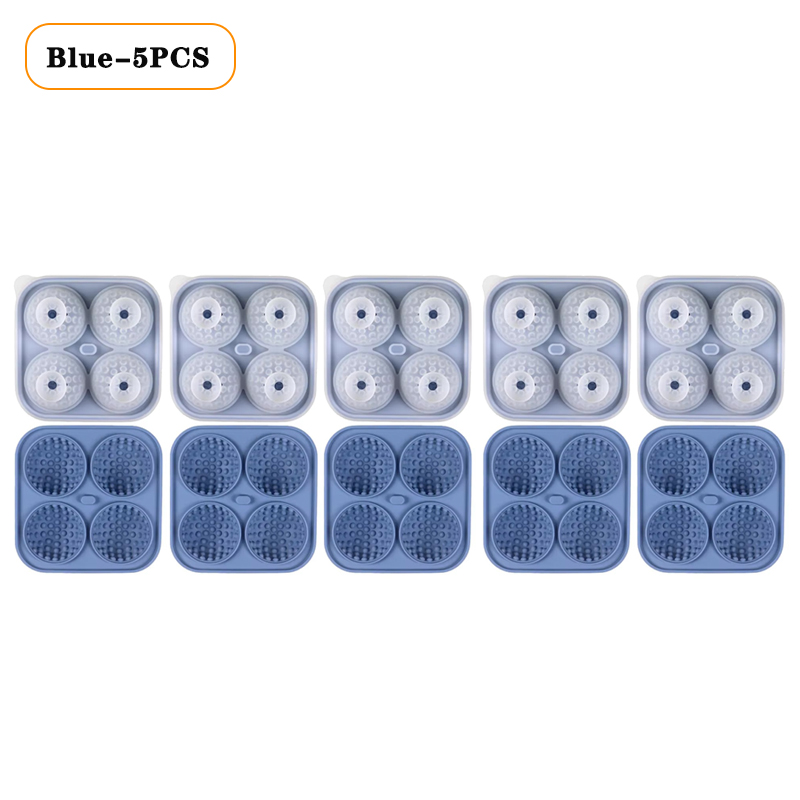 1/3/5PCS Ice Cube Mold 3D Golf Ice Puck Hockey Tray Mold Whiskey Silicone Ice Box Silicone Ice Tray Ice Hockey with Funnel: Orange