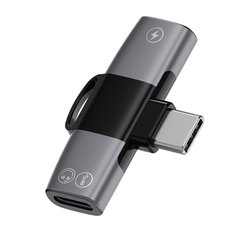 1 auf 2 USB-C-Adapter, Typ-C-Stecker auf 2 Typ-C-Buchsen, Konverter, unterstützt gleichzeitiges und Kopfhörer