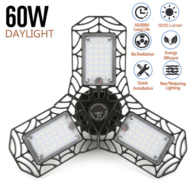 60W E26 LED Garage Lights UFO Deformable Ceiling Fixture Lights AC85-265V Industrial Lighting Lamps HWC