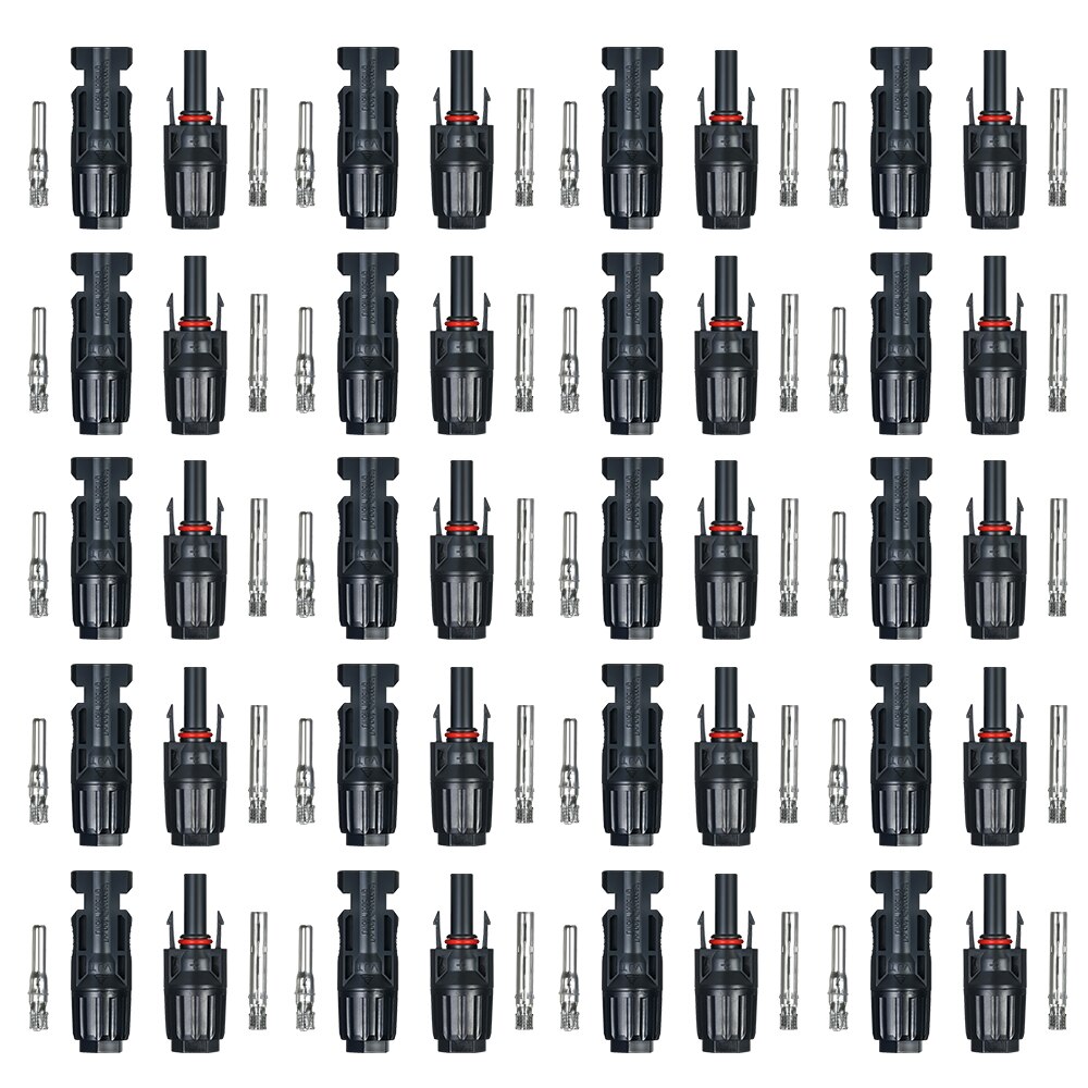 10 20 Pairs Male/Female Solar Panel Cable Connectors with Spanner Assembly Tool for PV System Cable Connectors With Wrench: 20 Pairs No Spanner