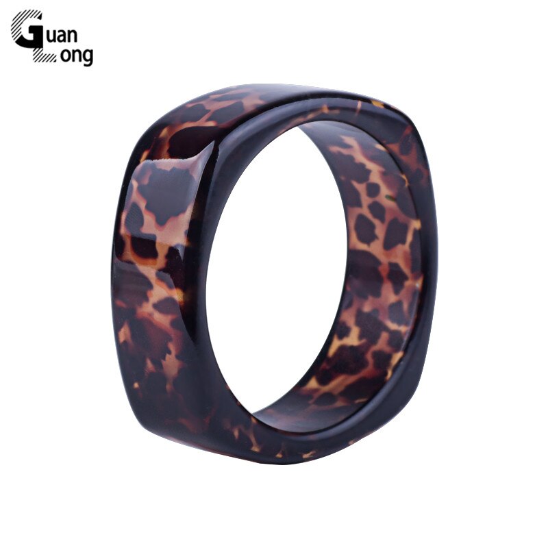 Guanlong klasyczny moda żywica mankietów bransoletki bransoletki dla kobiet wzór w cętki akrylowe szerokie geometryczne bransoletki urok biżuterii