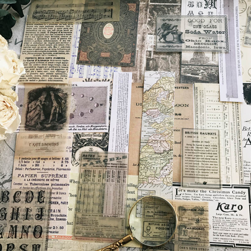 Old Poster Planet Map Stickers Junk Journal Planner Stickers Scrapbooking Vintage Card Decorative Sticker DIY Craft Photo Albums