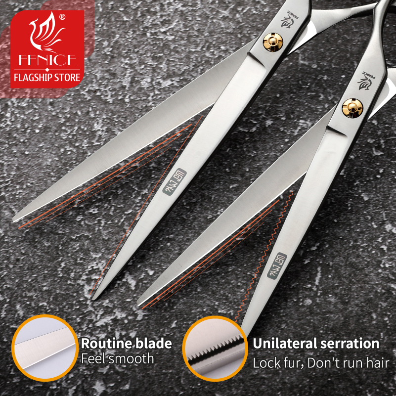 Fenice 7.0/7.5 Professionele Grooming Snijden Rechte Schaar Japan 440C Seratted Shear voor Dogstylist