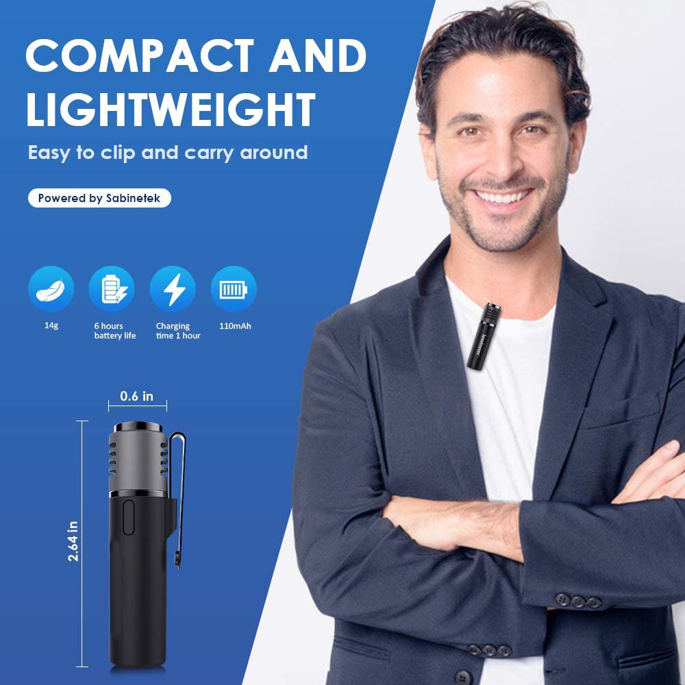 Wireless Lavalier Microphone, Bluetooth Lapel Clip-on Mic,Vlogger Lecture - Noise Reduction/Auto Transcription/Auto Sync